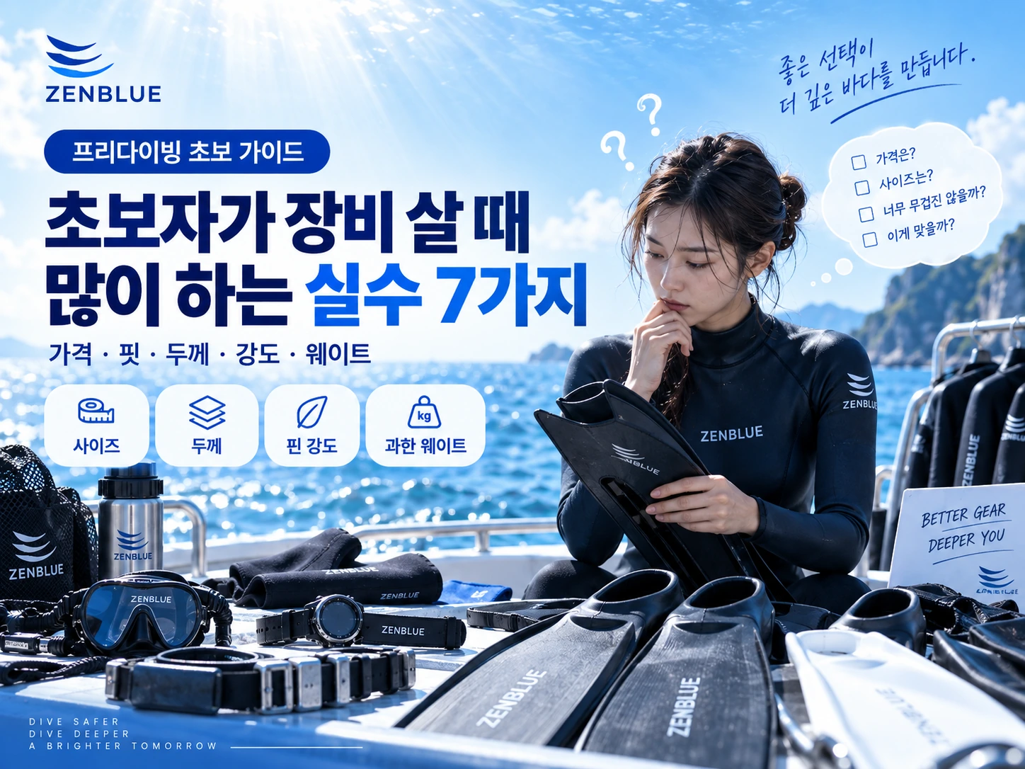 프리다이빙 초보자가 장비를 살 때 가장 많이 하는 실수 7가지