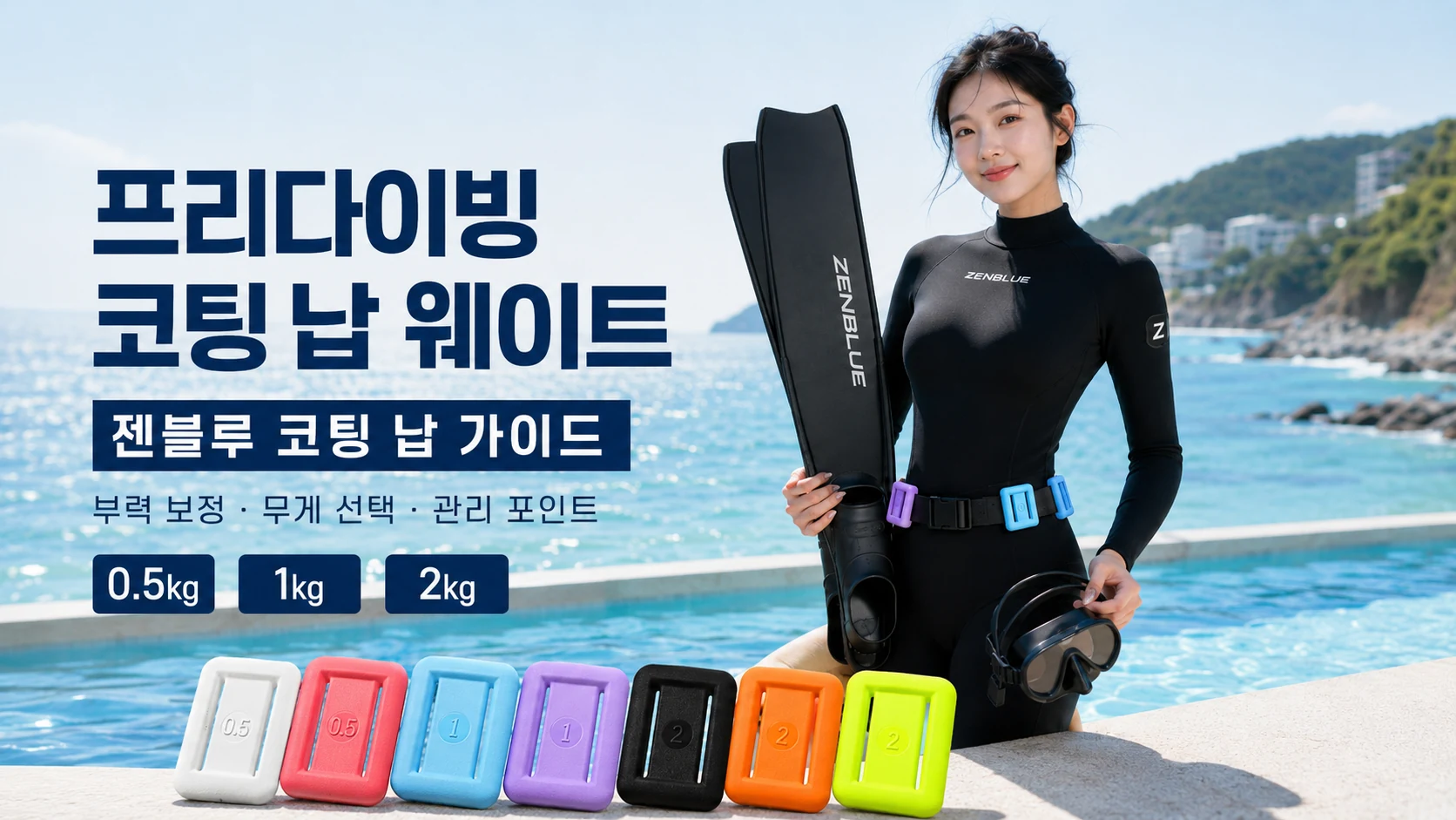 프리다이빙 코팅납 웨이트 젠블루 0.5kg 1kg 2kg 선택 가이드